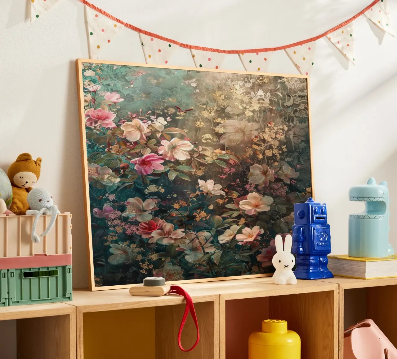 Golden Garden poster con telaio in legno da Mosaic Dialogue