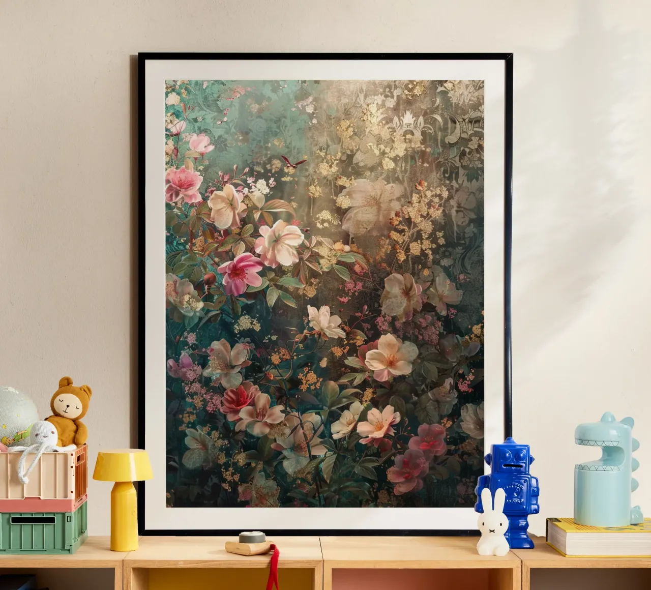 Golden Garden poster con telaio in legno da Mosaic Dialogue