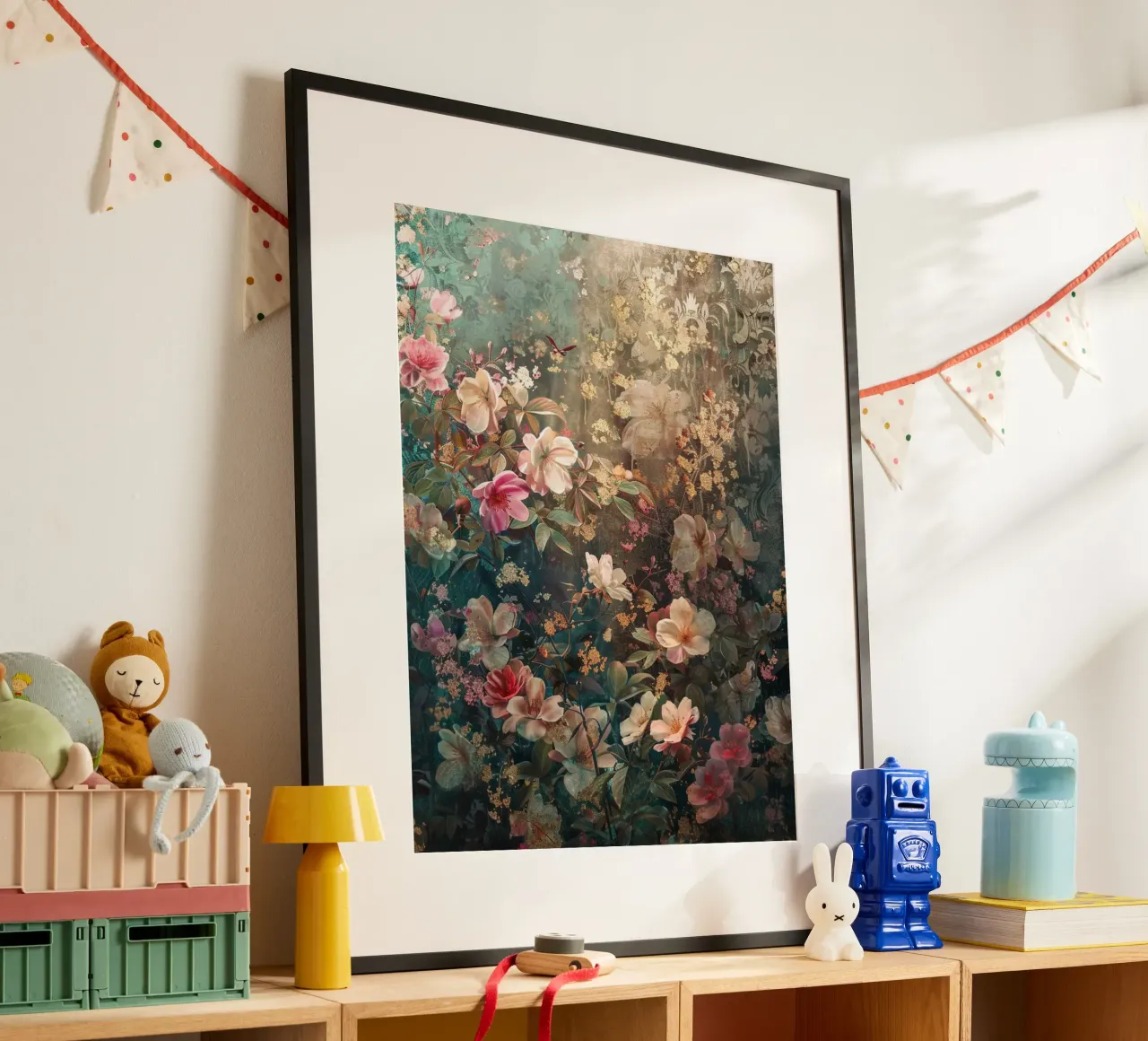Golden Garden poster con telaio in legno da Mosaic Dialogue