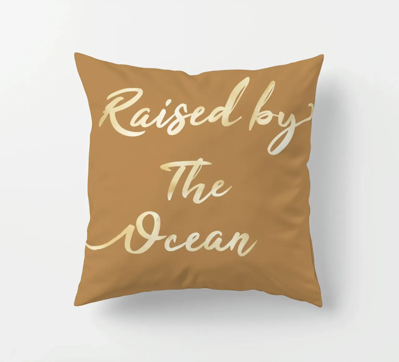 Raised by the Ocean – Typography Print decorative cushion by Urchin Bay Art