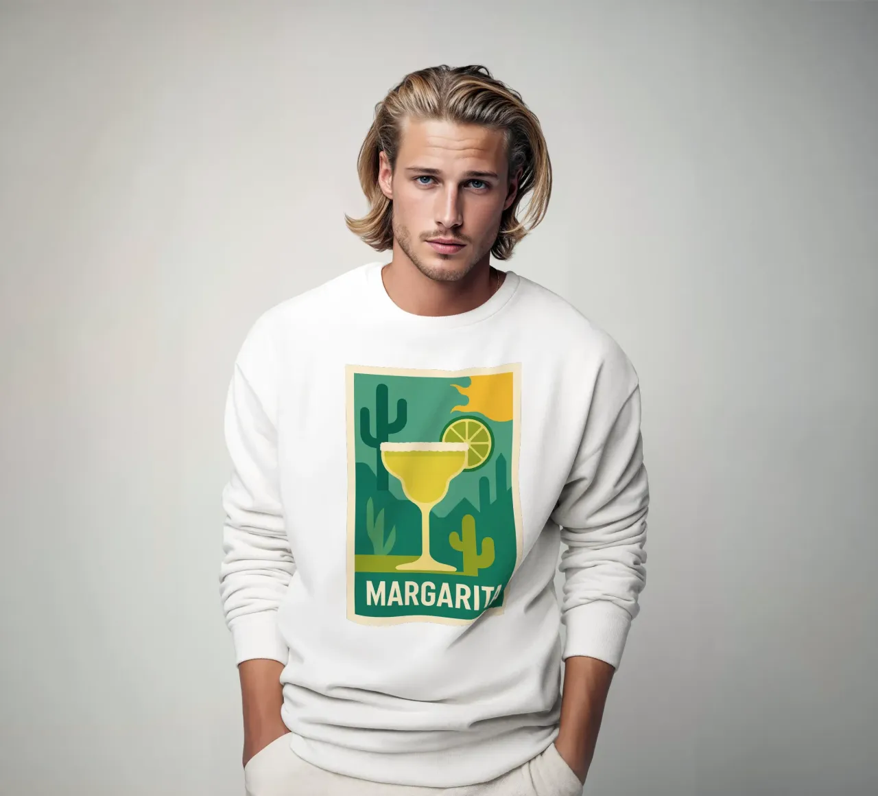 Margarita Desert Chic - Vintage Cancún Poster sweatshirt by Boissons - Affiches & posters - Retro