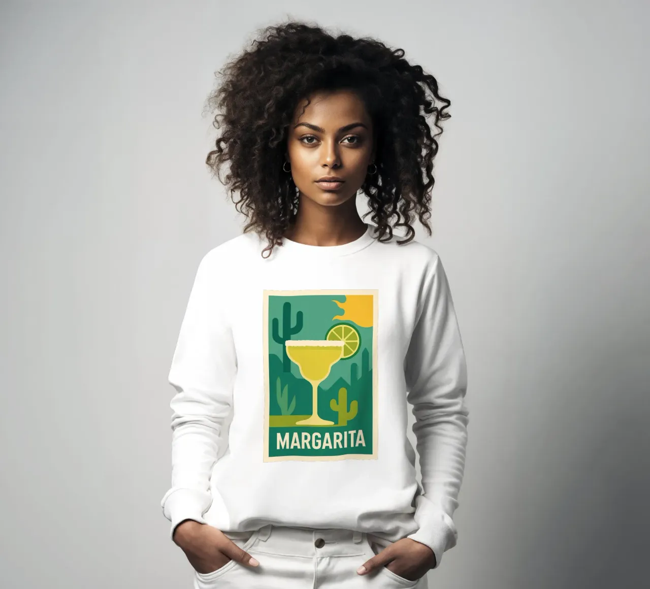 Margarita Desert Chic - Vintage Cancún Poster sweatshirt by Boissons - Affiches & posters - Retro