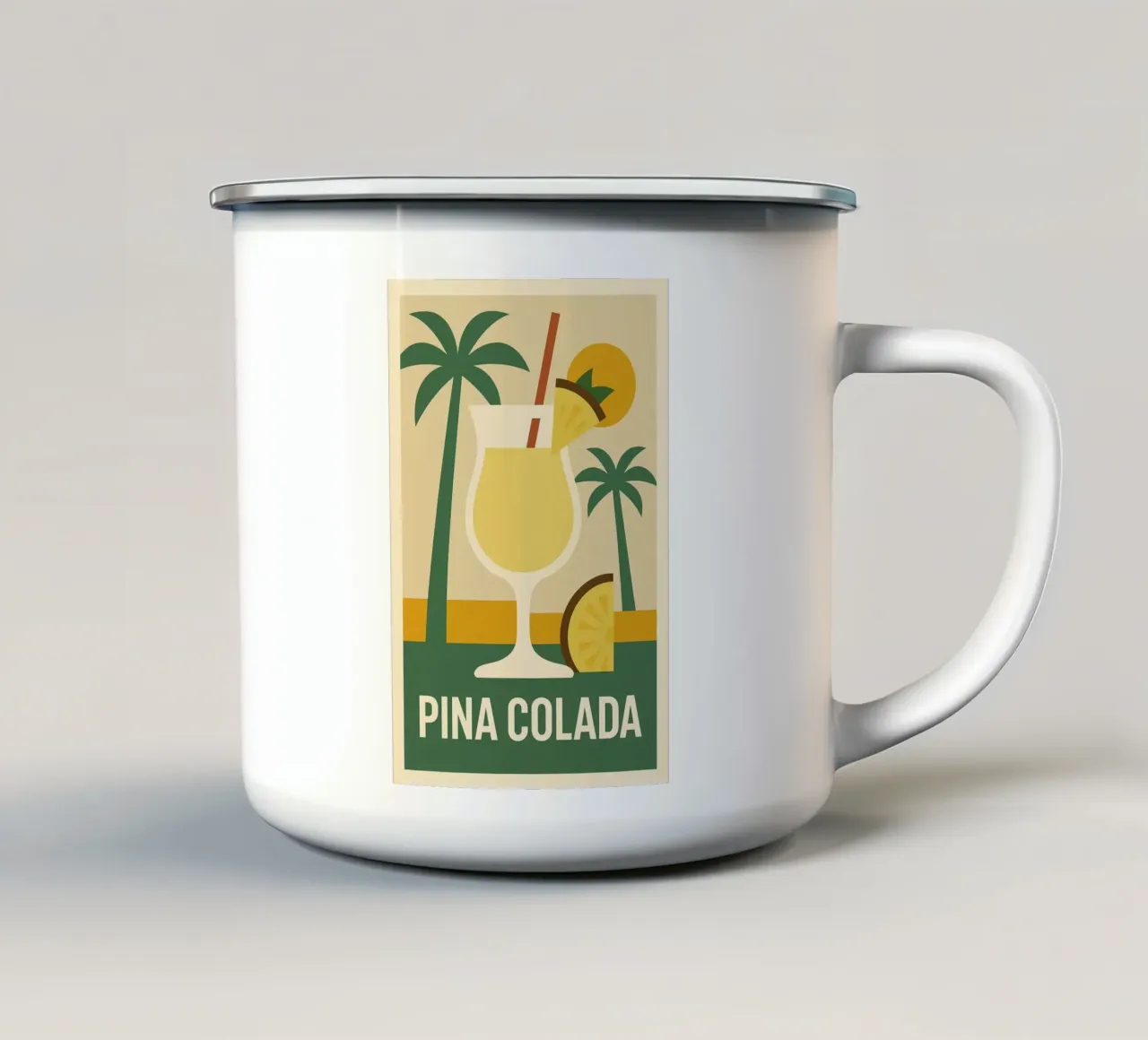 Piña Colada Paradisiaque – Affiche Vintage San Juan tazza in smalto da Boissons - Affiches & posters - Retro