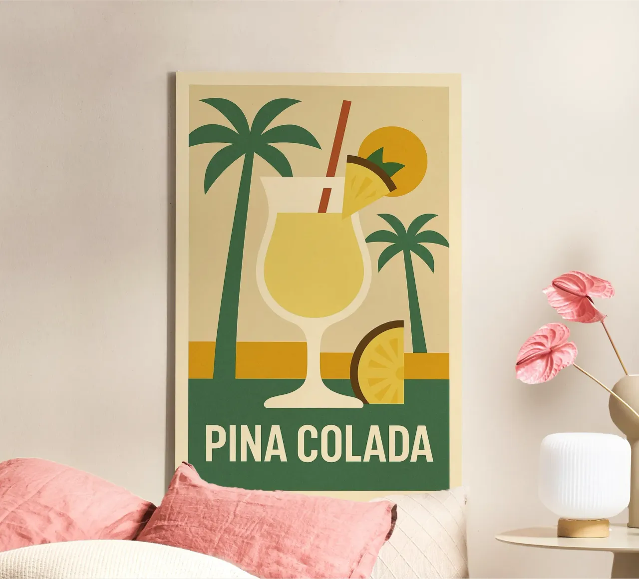 Piña Colada Paradisiaque - Affiches anciennes de San Juan toile avec Caisse américaine de Boissons - Affiches & posters - Retro