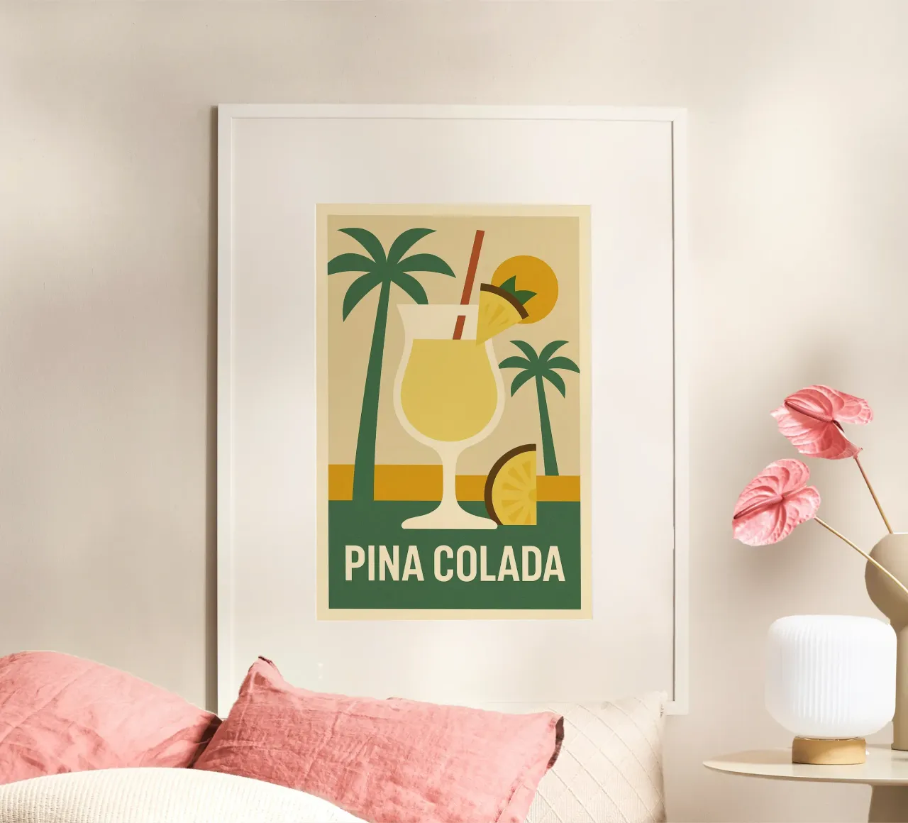 Piña Colada Paradisiaque – Affiche Vintage San Juan poster con telaio in alluminio da Boissons - Affiches & posters - Retro