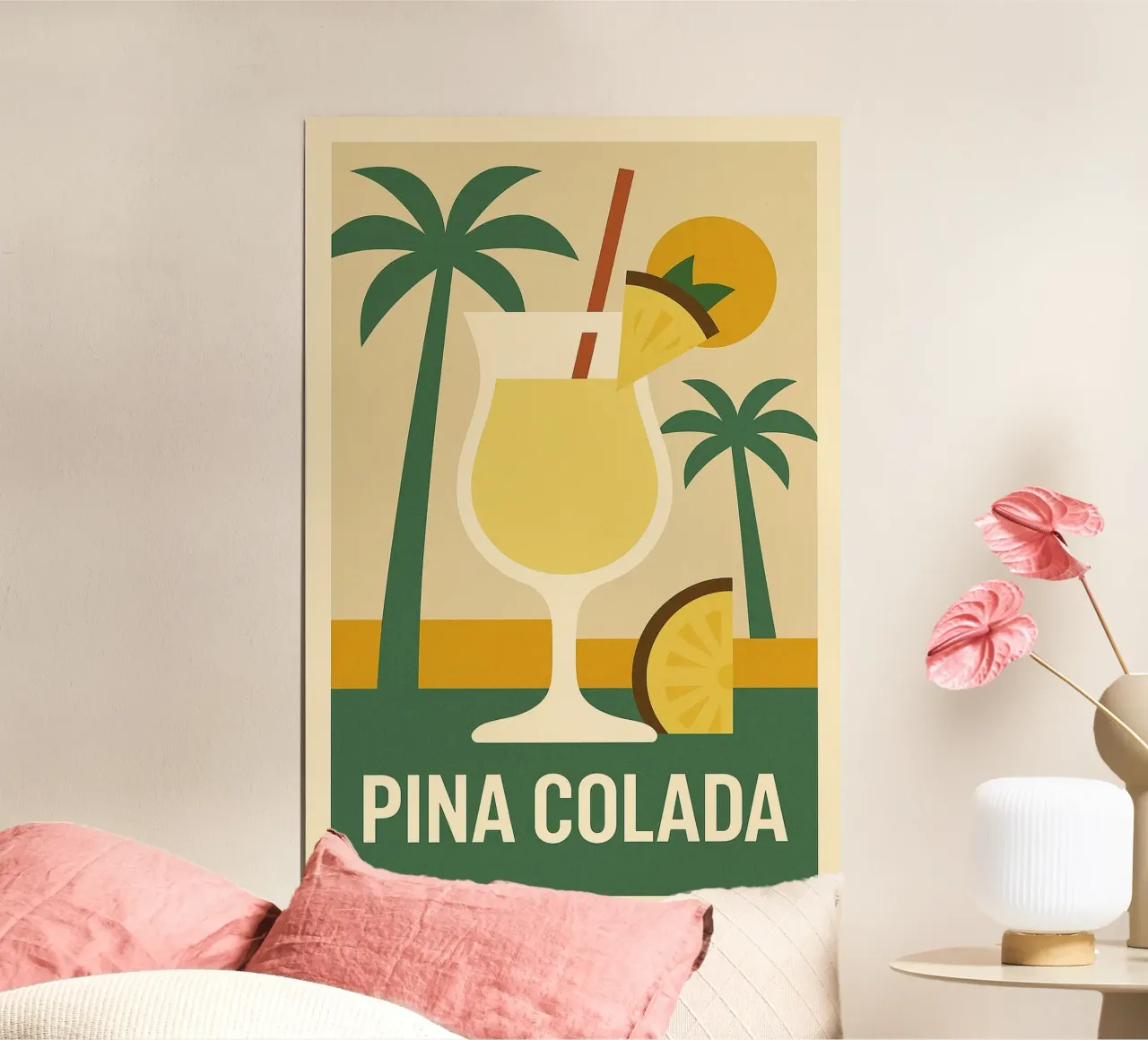 Piña Colada Paradisiaque – Affiche Vintage San Juan poster con telaio in alluminio da Boissons - Affiches & posters - Retro