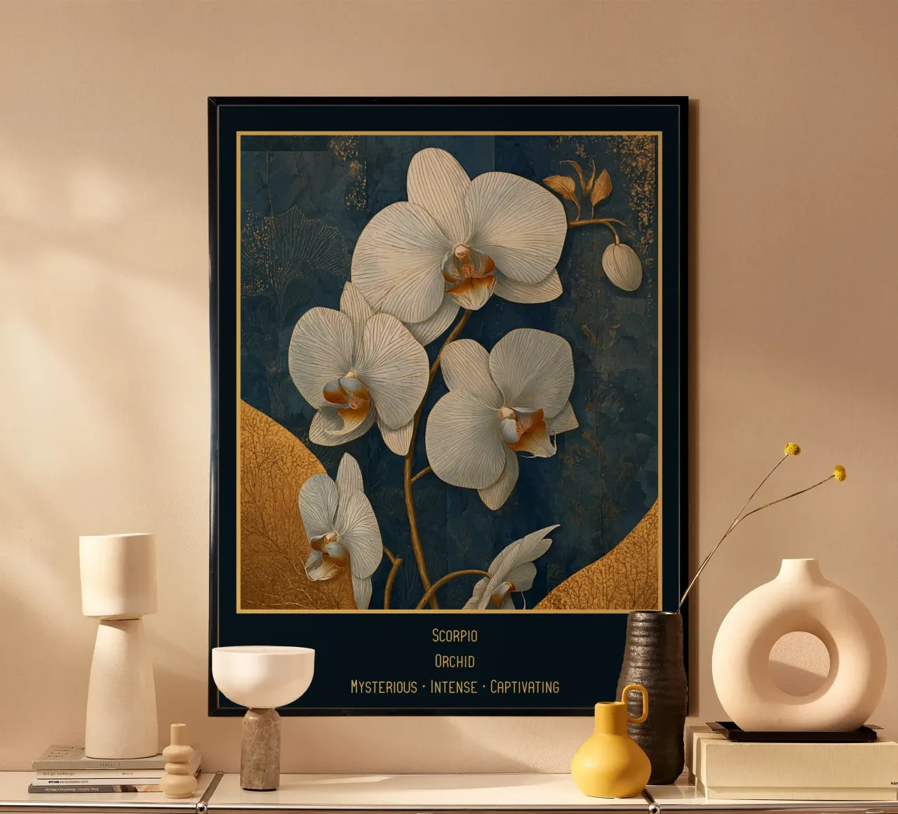 Die Blumen der Sternzeichen: Skorpion - Orchidee Poster von Art-Nouveau-Dsg
