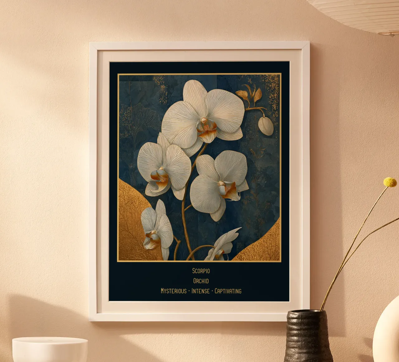 Die Blumen der Sternzeichen: Skorpion - Orchidee Poster von Art-Nouveau-Dsg