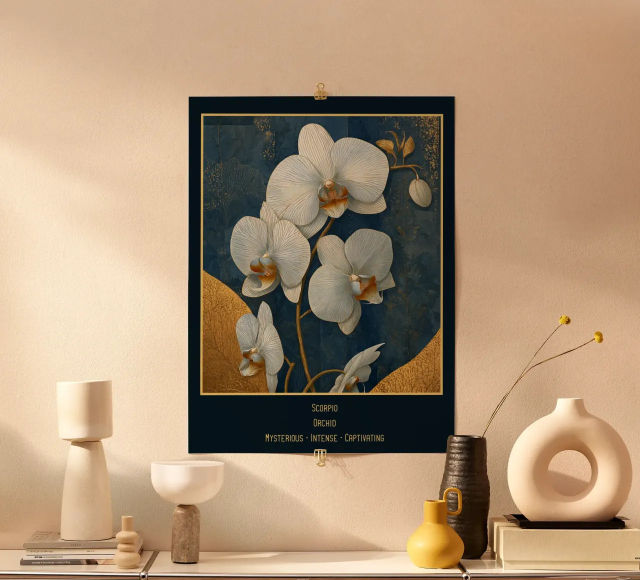 Die Blumen der Sternzeichen: Skorpion - Orchidee Poster von Art-Nouveau-Dsg