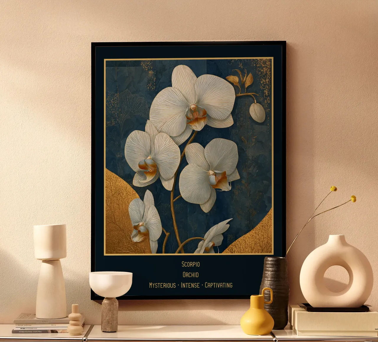 Die Blumen der Sternzeichen: Skorpion - Orchidee Poster von Art-Nouveau-Dsg