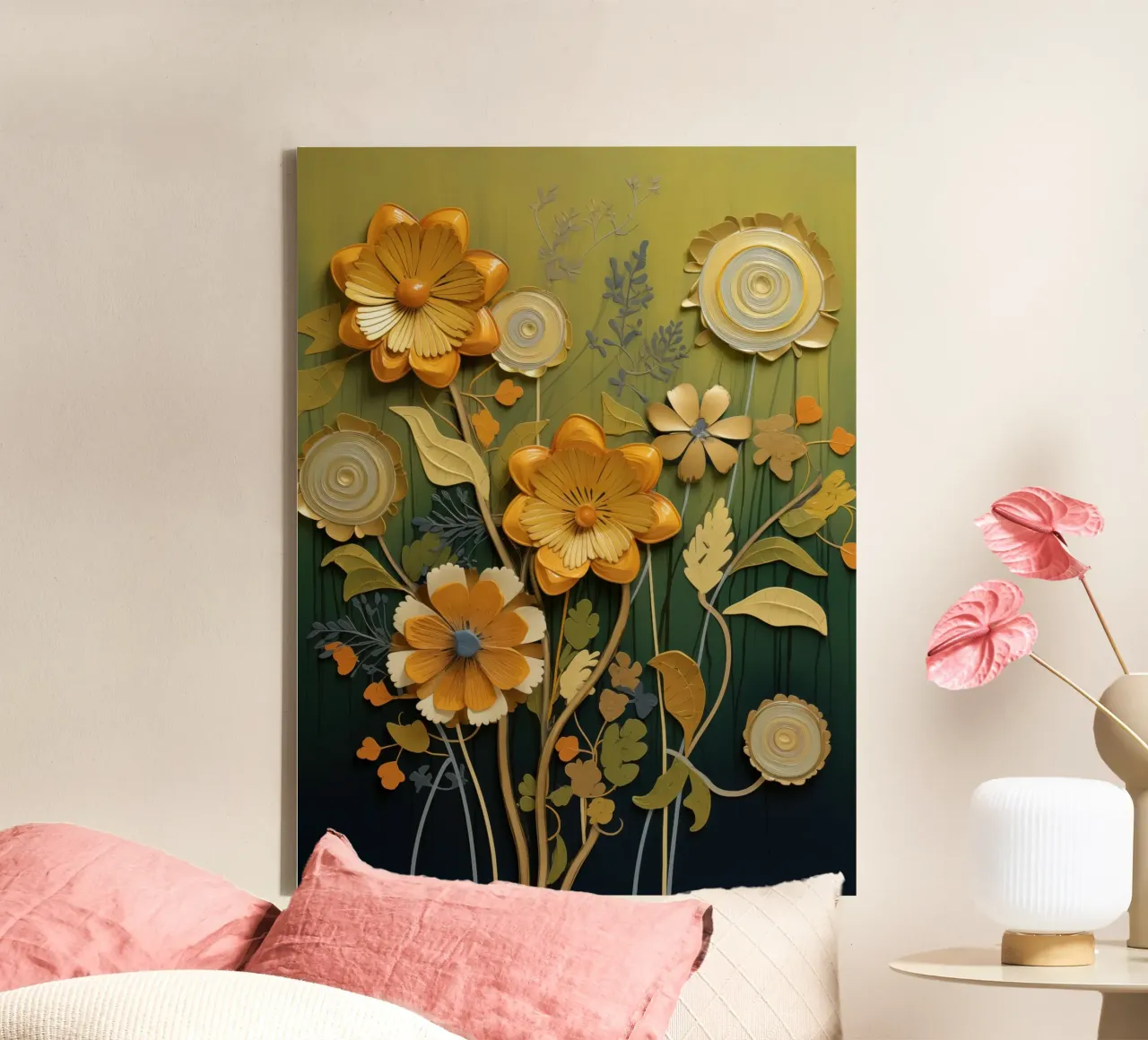 Fiori d'oro tela con Cornice a cassetta da Imagine