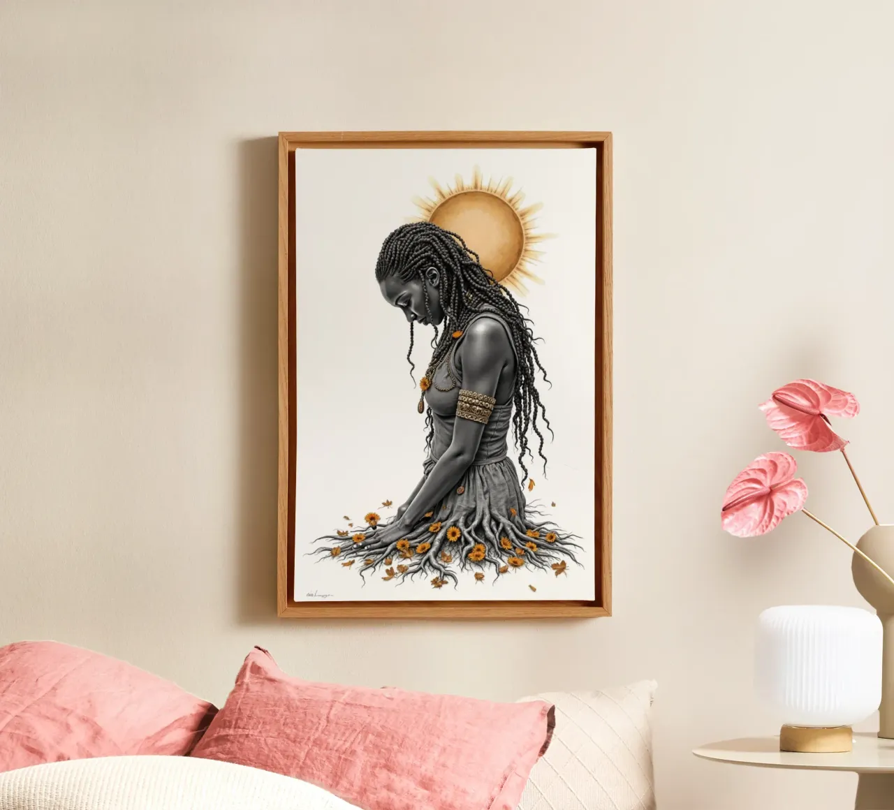 Gouden Dochters II - De Gewortelde canvas met Baklijst van Dustlight Atelier