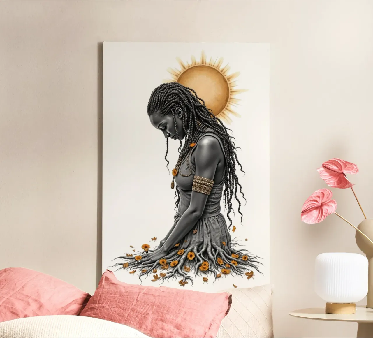 Gouden Dochters II - De Gewortelde canvas met Baklijst van Dustlight Atelier