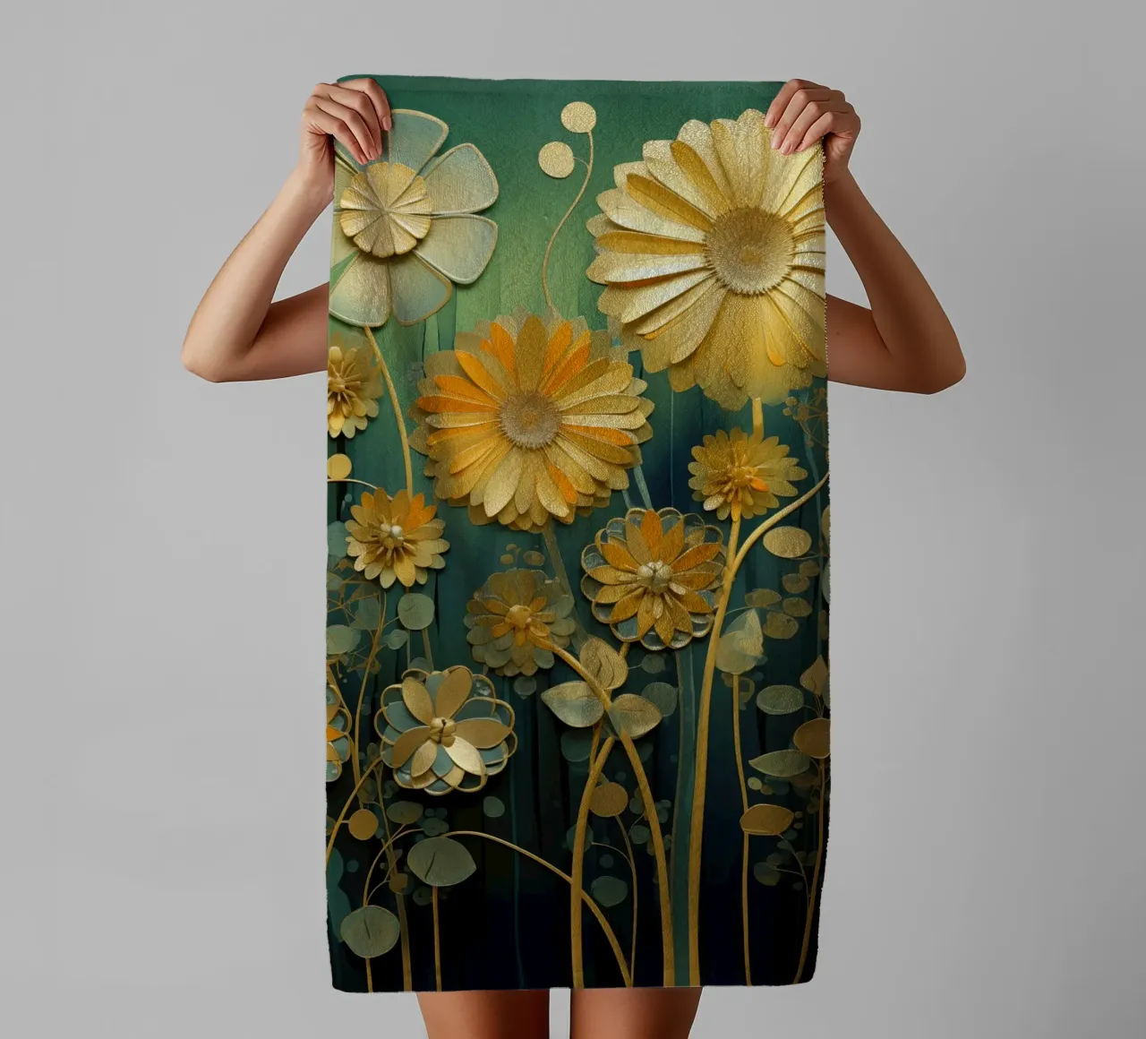 Fiori d'oro asciugamano da bagno da Imagine