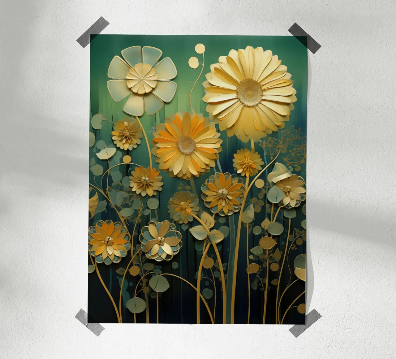 Golden flowers poster by Imagine