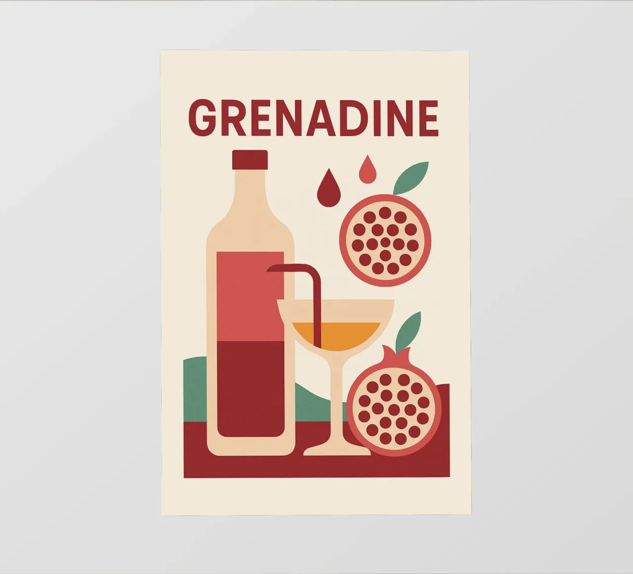 Grenadine Andalouse – Affiche Minimaliste Grenade pellicola backlit da Boissons - Affiches & posters - Retro