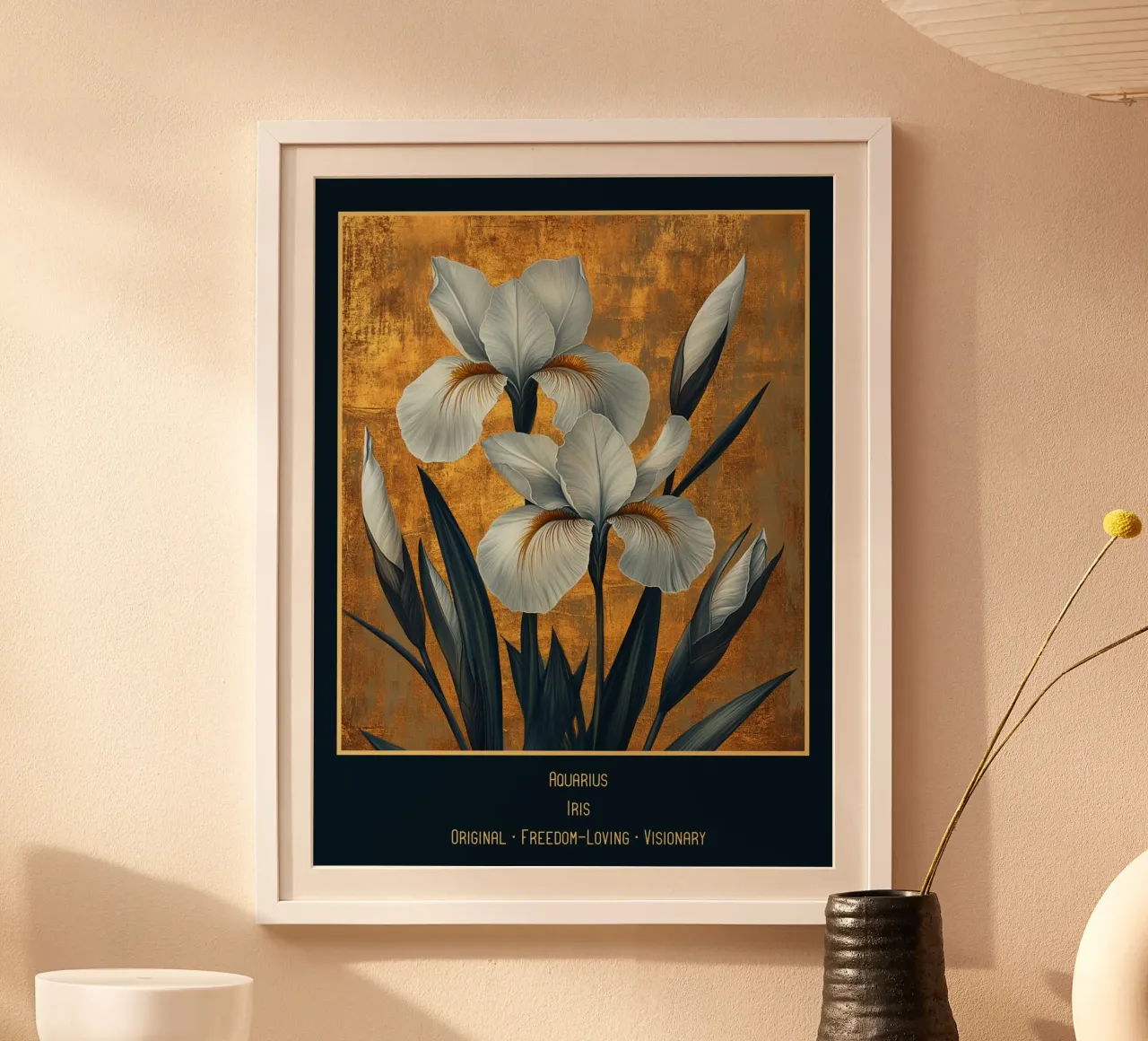 Die Blumen der Sternzeichen: Wassermann - Iris Poster von Art-Nouveau-Dsg