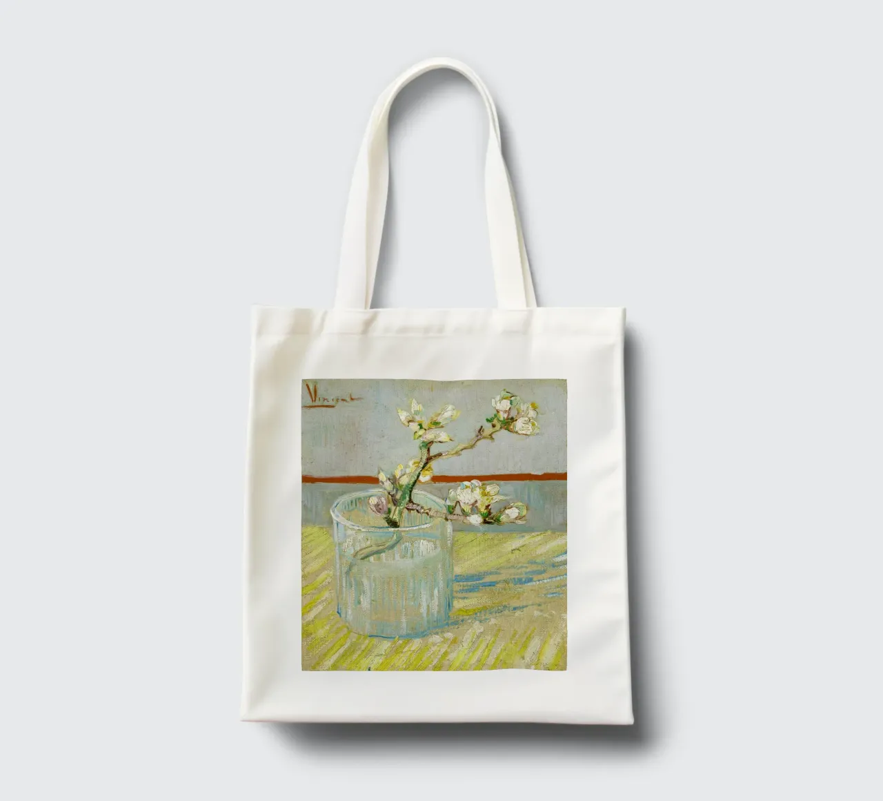 Il rametto di mandorlo in fiore in un bicchiere di Vincent van Gogh (188 borsa in juta da Van Gogh Prints