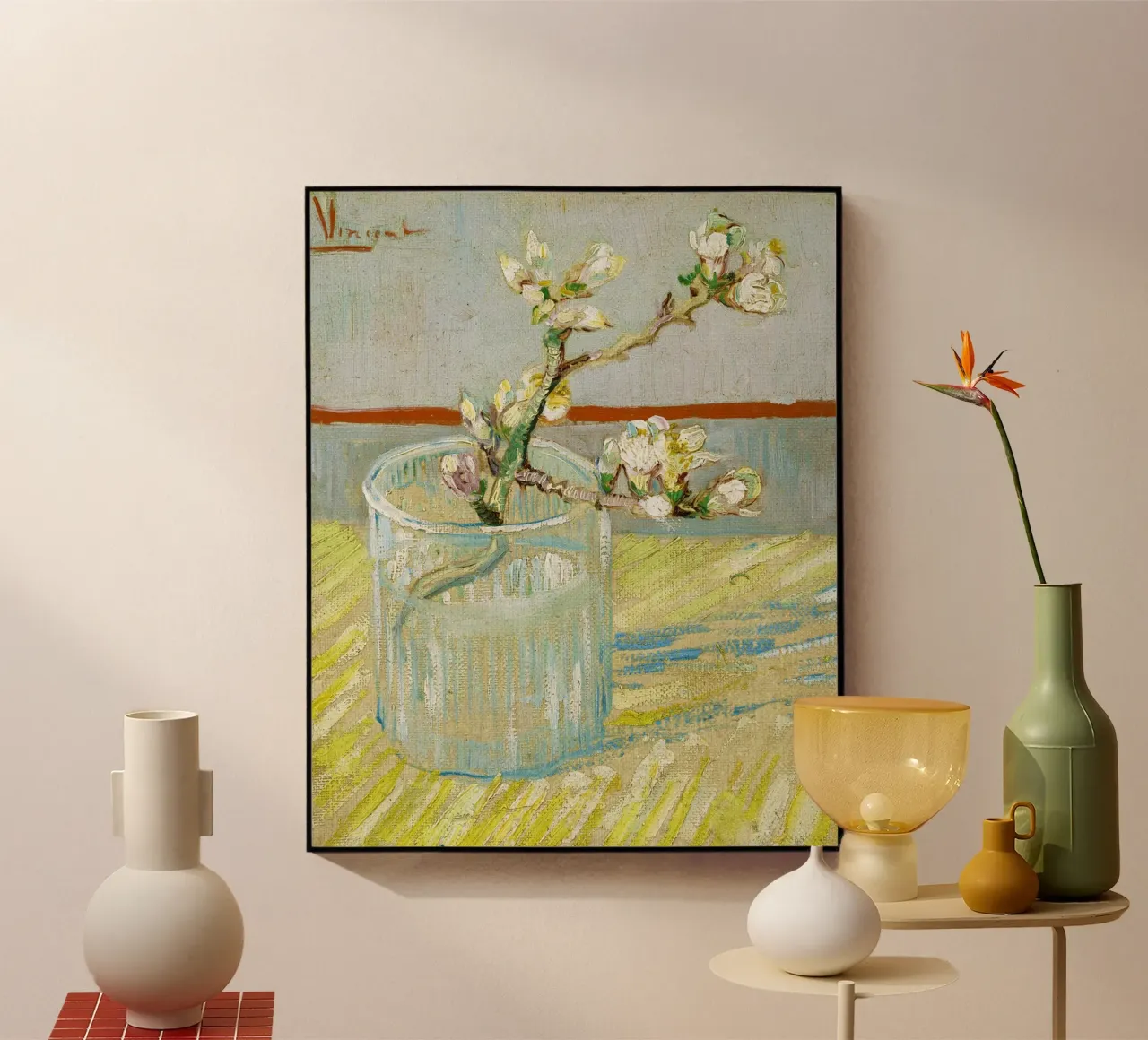 Il rametto di mandorlo in fiore in un bicchiere di Vincent van Gogh (188 plexiglass da Van Gogh Prints