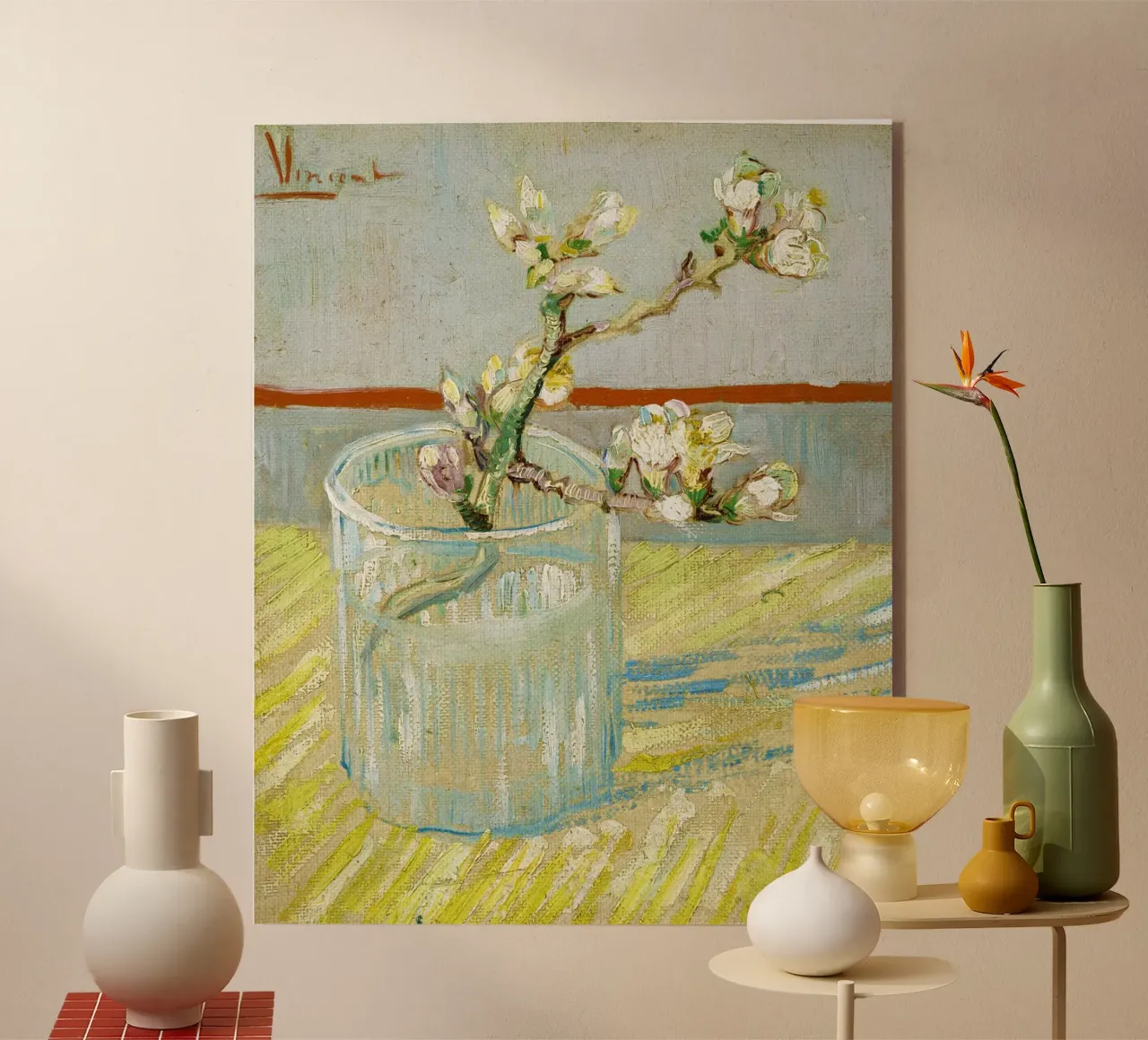 Il rametto di mandorlo in fiore in un bicchiere di Vincent van Gogh (188 plexiglass da Van Gogh Prints