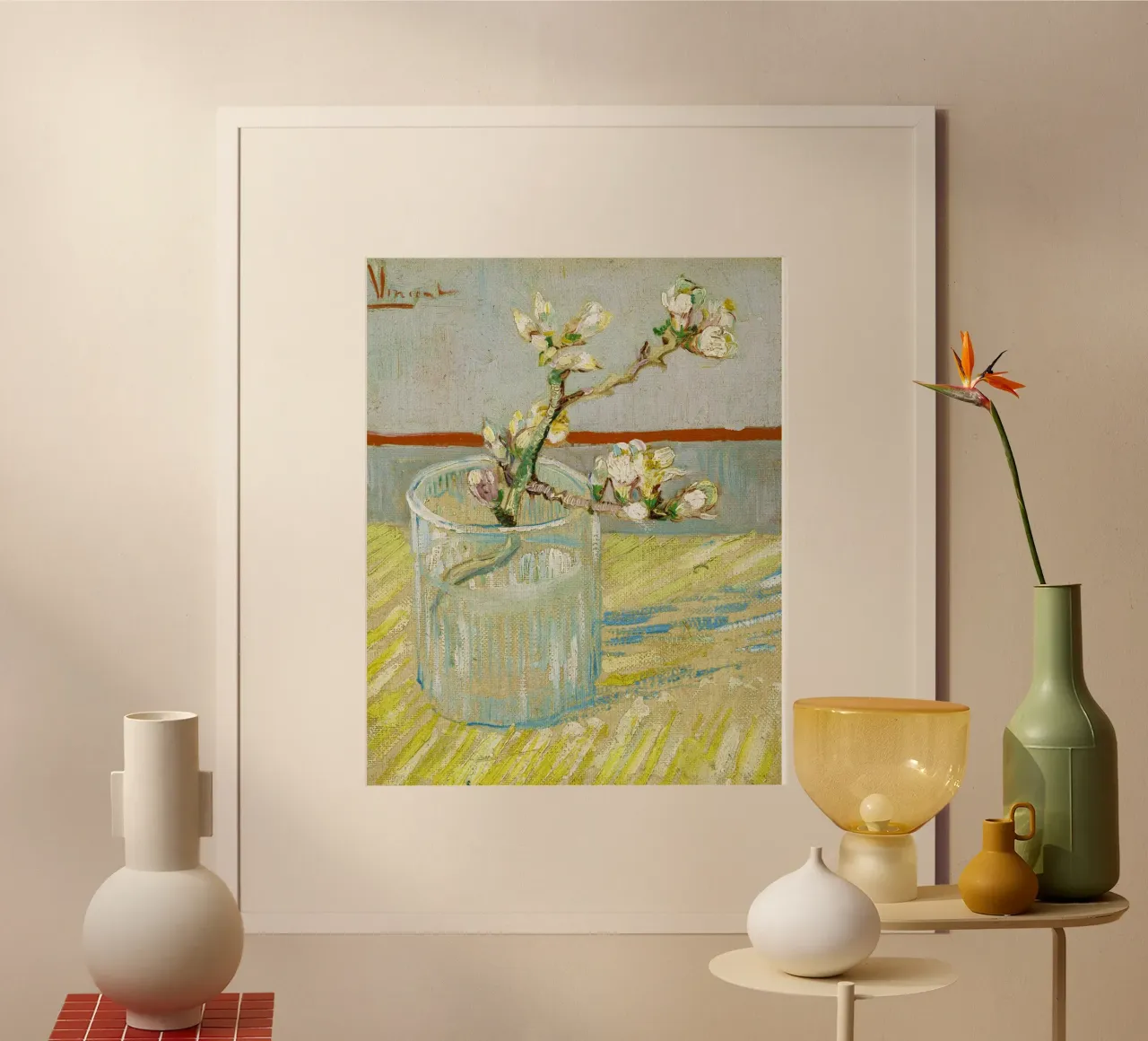 Il rametto di mandorlo in fiore in un bicchiere di Vincent van Gogh (188 carta hahnemühle da Van Gogh Prints