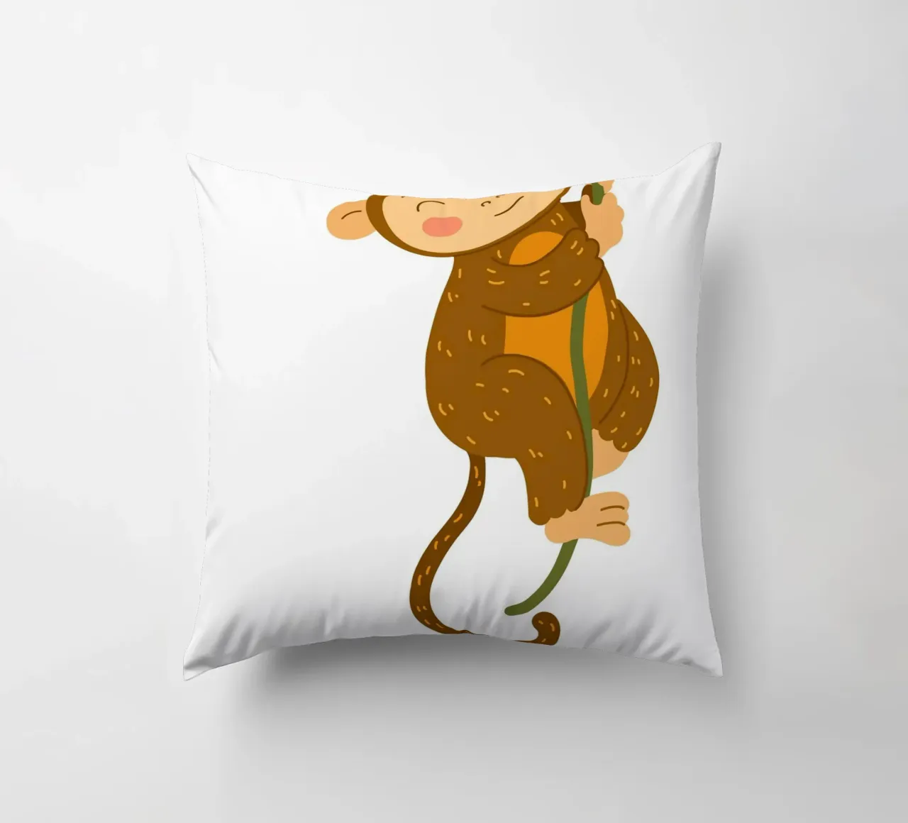 Happy Monkey on Vine Art Print - Jungle Nursery Decor decorative cushion by ClubArt