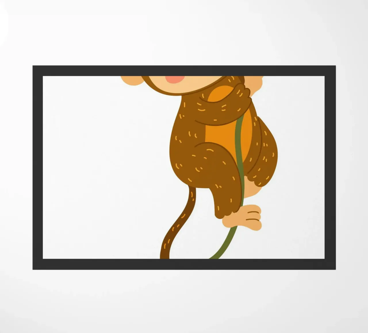 Impresión artística de un mono feliz en una enredadera - Jungle Nursery Decor felpudo de ClubArt