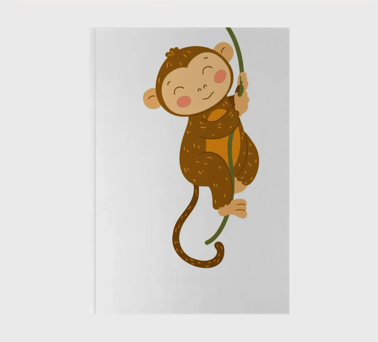 Happy Monkey on Vine Art Print - Jungle Nursery Decor notebook by ClubArt