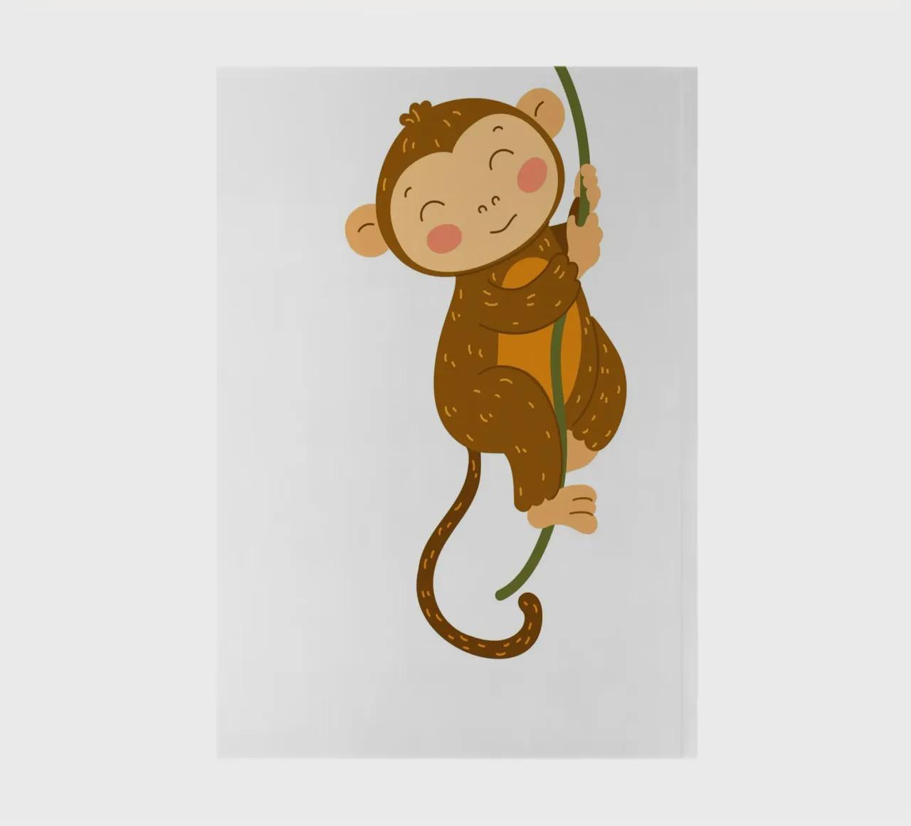Happy Monkey on Vine Art Print - Jungle Nursery Decor notebook by ClubArt