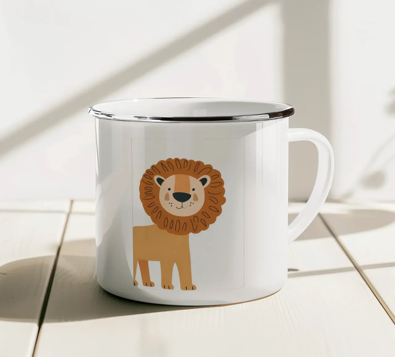Modern Boho Lion Art Print - Safari Nursery Decor enamel mug by ClubArt