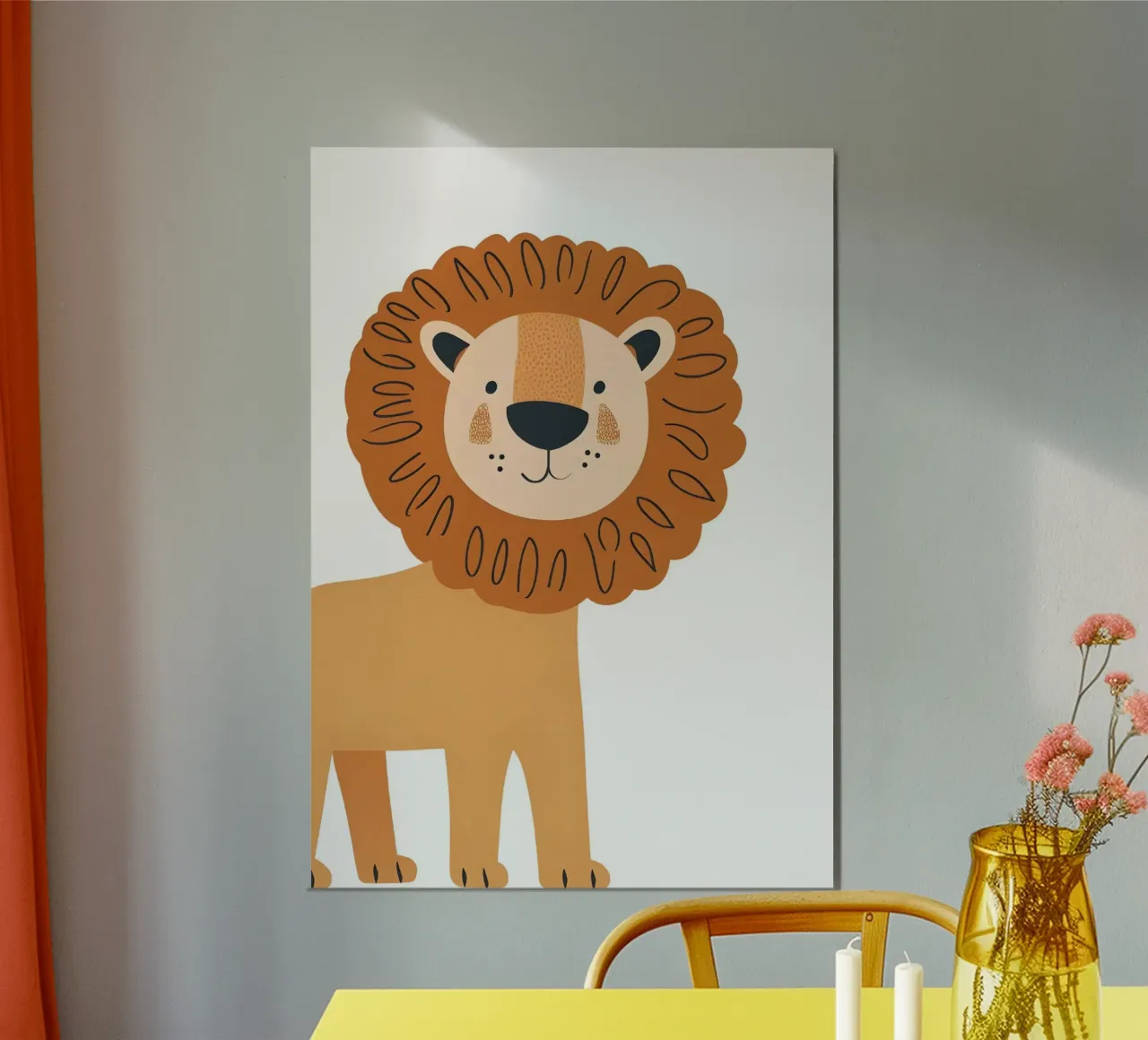 Modern Boho Lion Art Print - Safari Nursery Decor poster with plastic frame by ClubArt