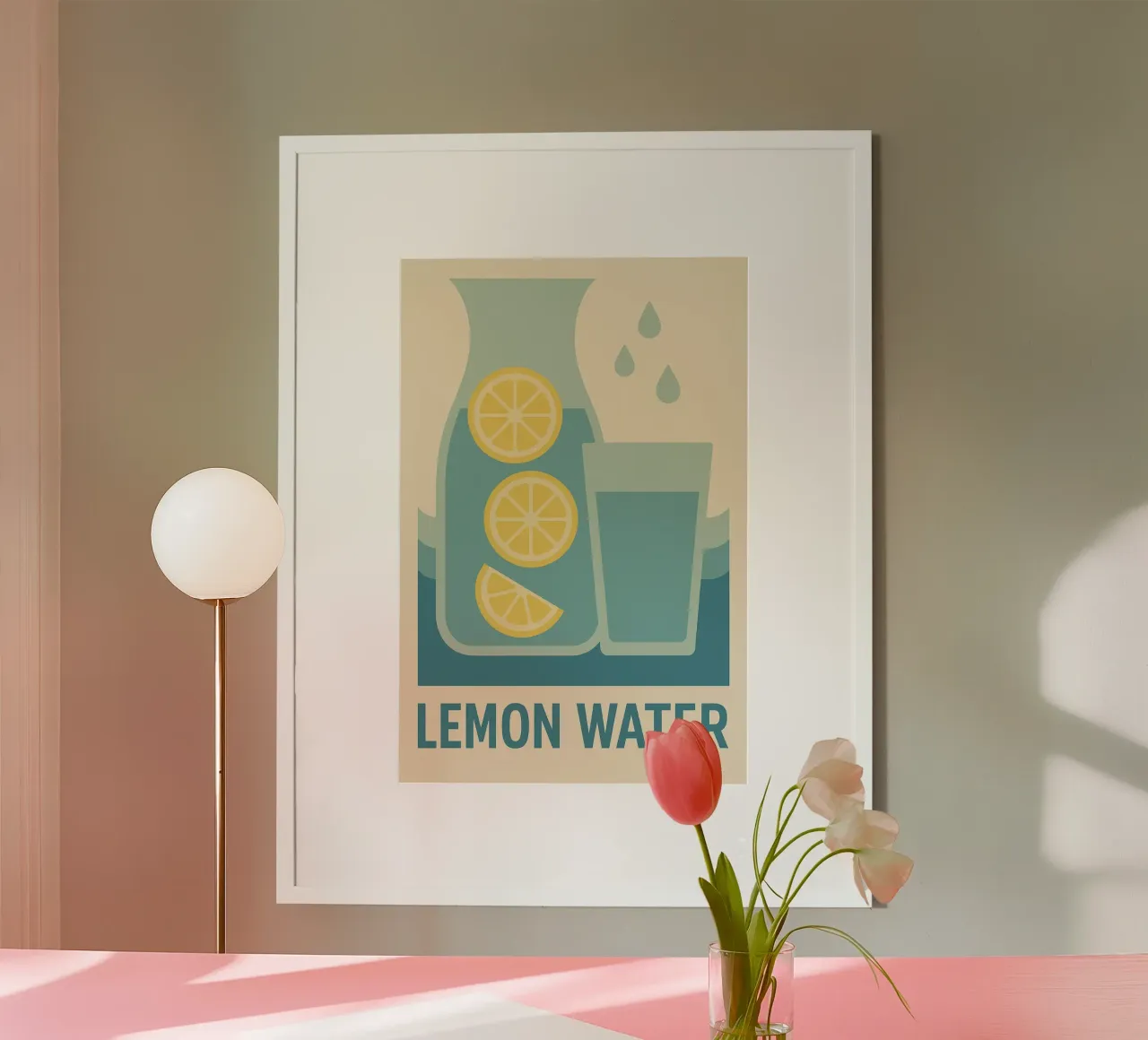 Lemon Water Riviera – Affiche Minimaliste poster con telaio in legno da Boissons - Affiches & posters - Retro