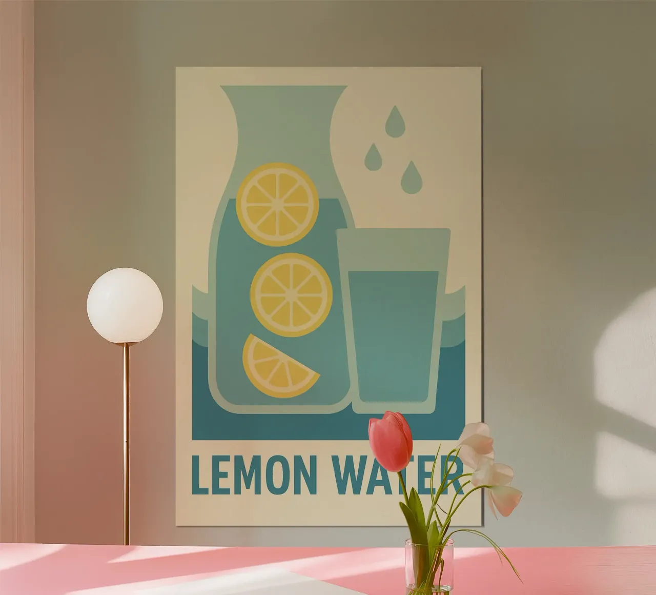 Lemon Water Riviera – Affiche Minimaliste poster con telaio in legno da Boissons - Affiches & posters - Retro