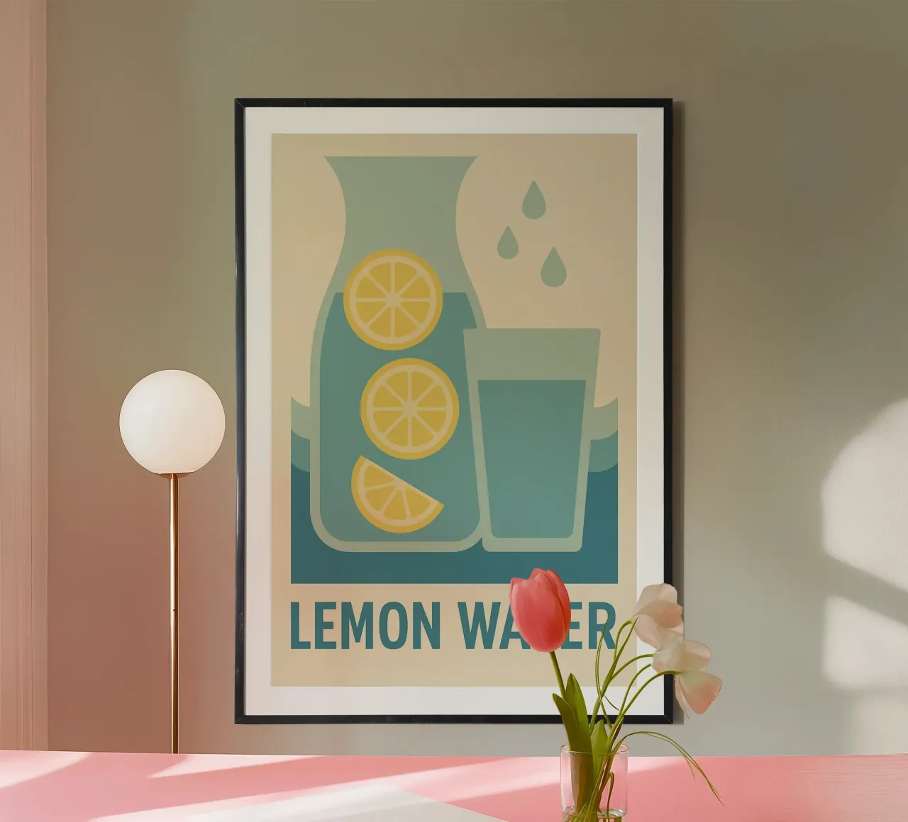 Lemon Water Riviera – Affiche Minimaliste poster con telaio in legno da Boissons - Affiches & posters - Retro