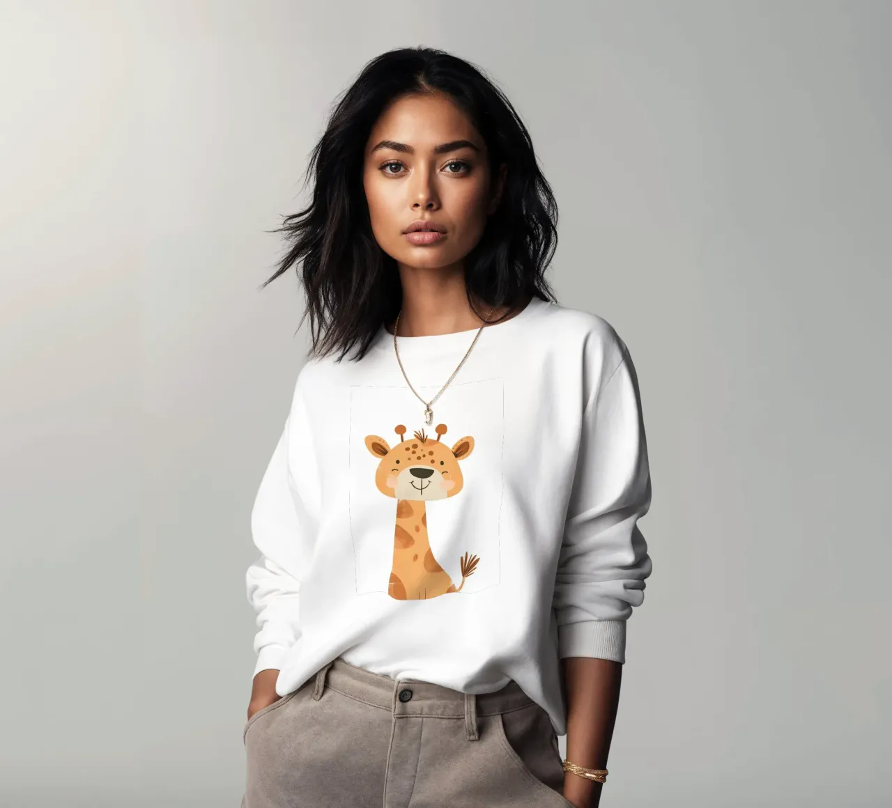 Cute Cartoon Giraffe Art Print - Safari Kids Room Decor sweatshirt by ClubArt
