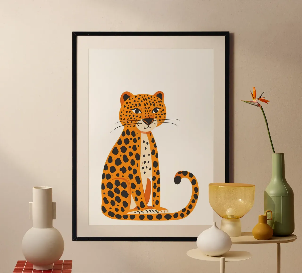 Boho Leopard Kunstdruck - Moderne Safari Kinder Dekoration Hahnemühle von ClubArt