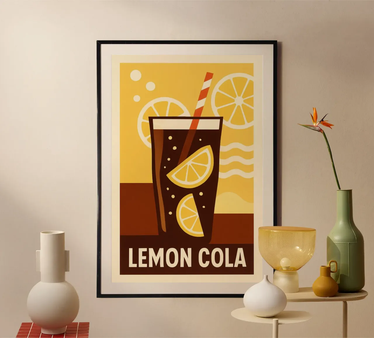 Lemon Cola Sunshine – Affiche Vintage poster con telaio in plastica da Boissons - Affiches & posters - Retro
