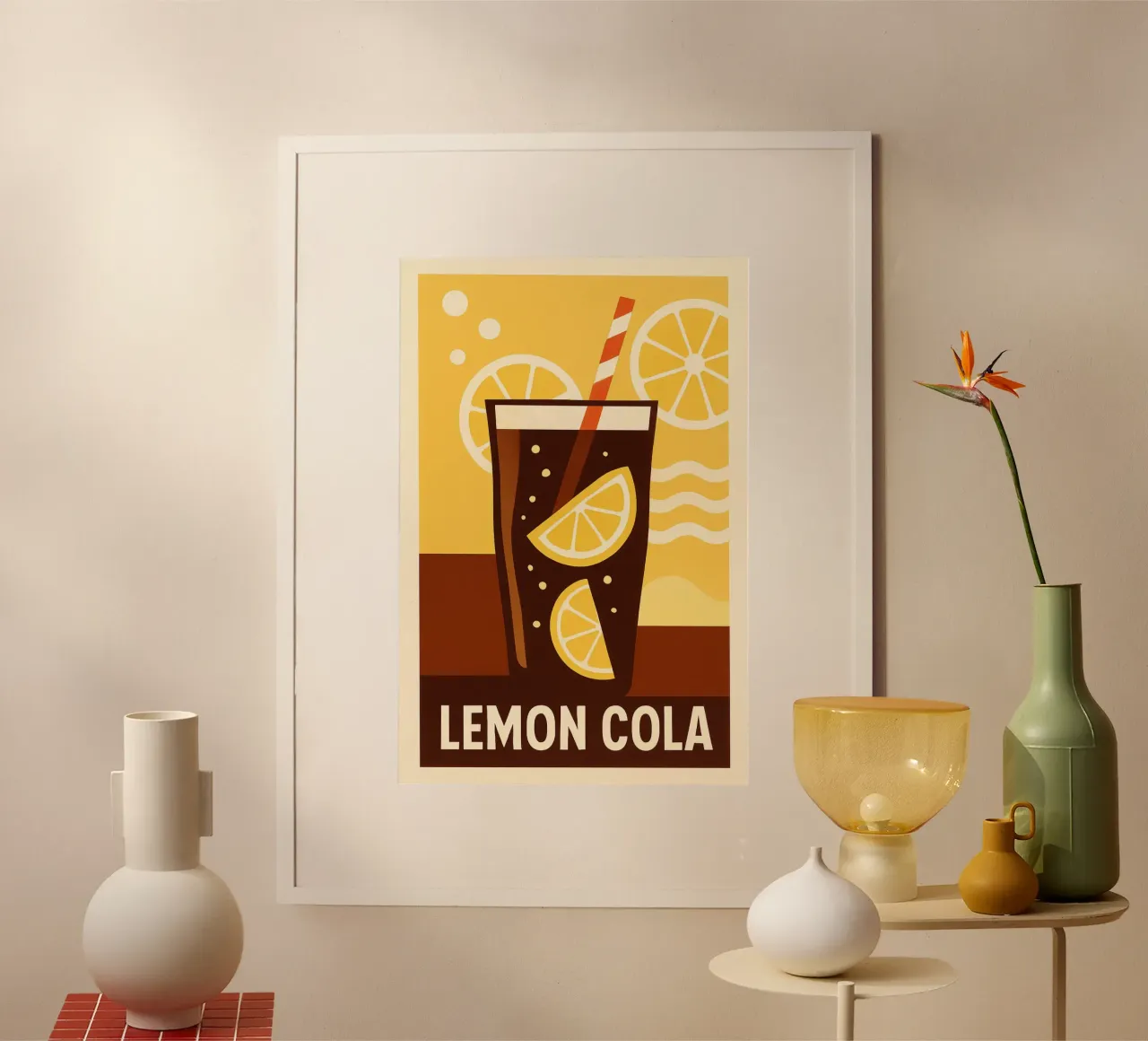 Lemon Cola Sunshine – Affiche Vintage poster con telaio in plastica da Boissons - Affiches & posters - Retro