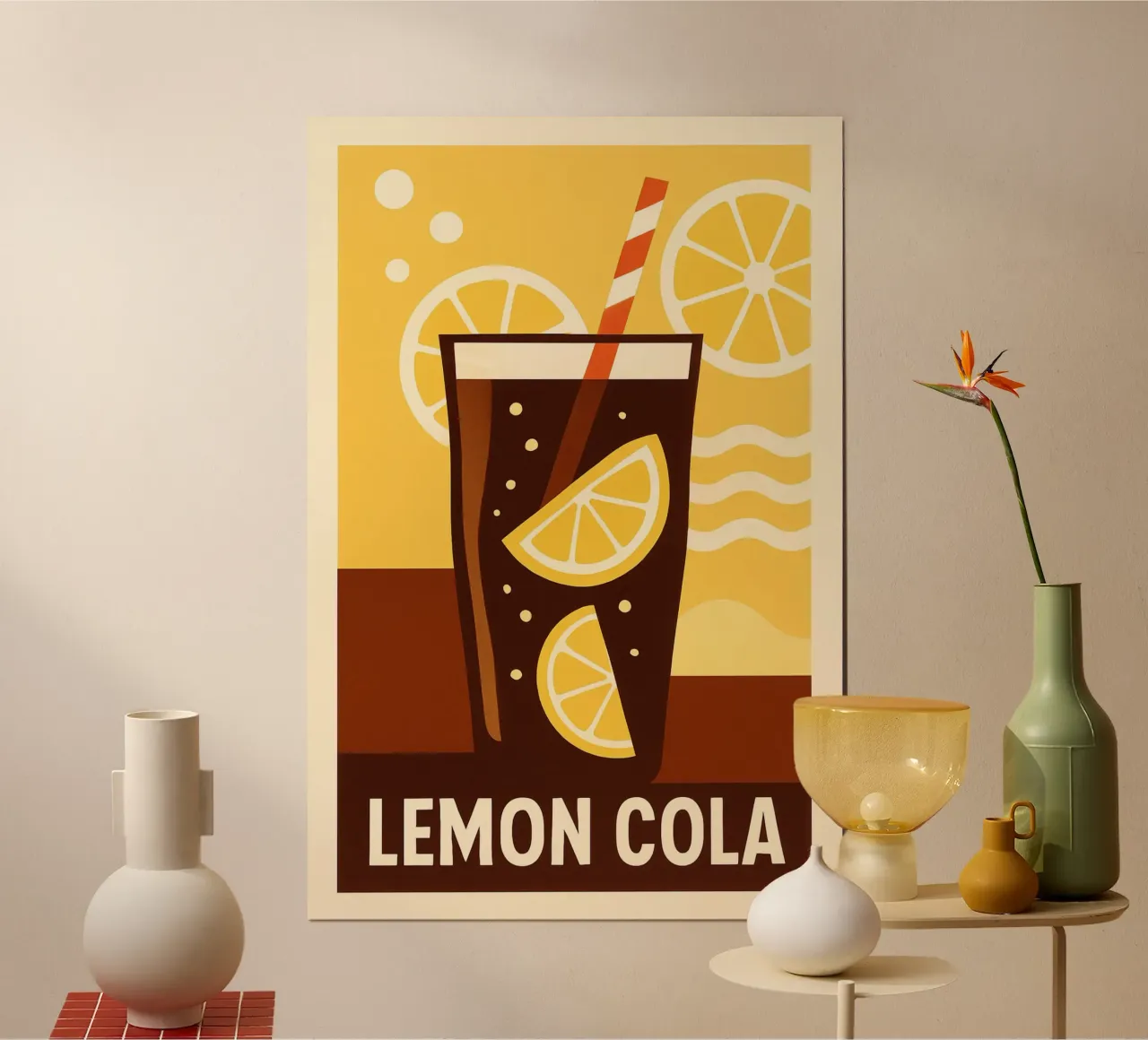 Lemon Cola Sunshine – Affiche Vintage poster con telaio in plastica da Boissons - Affiches & posters - Retro