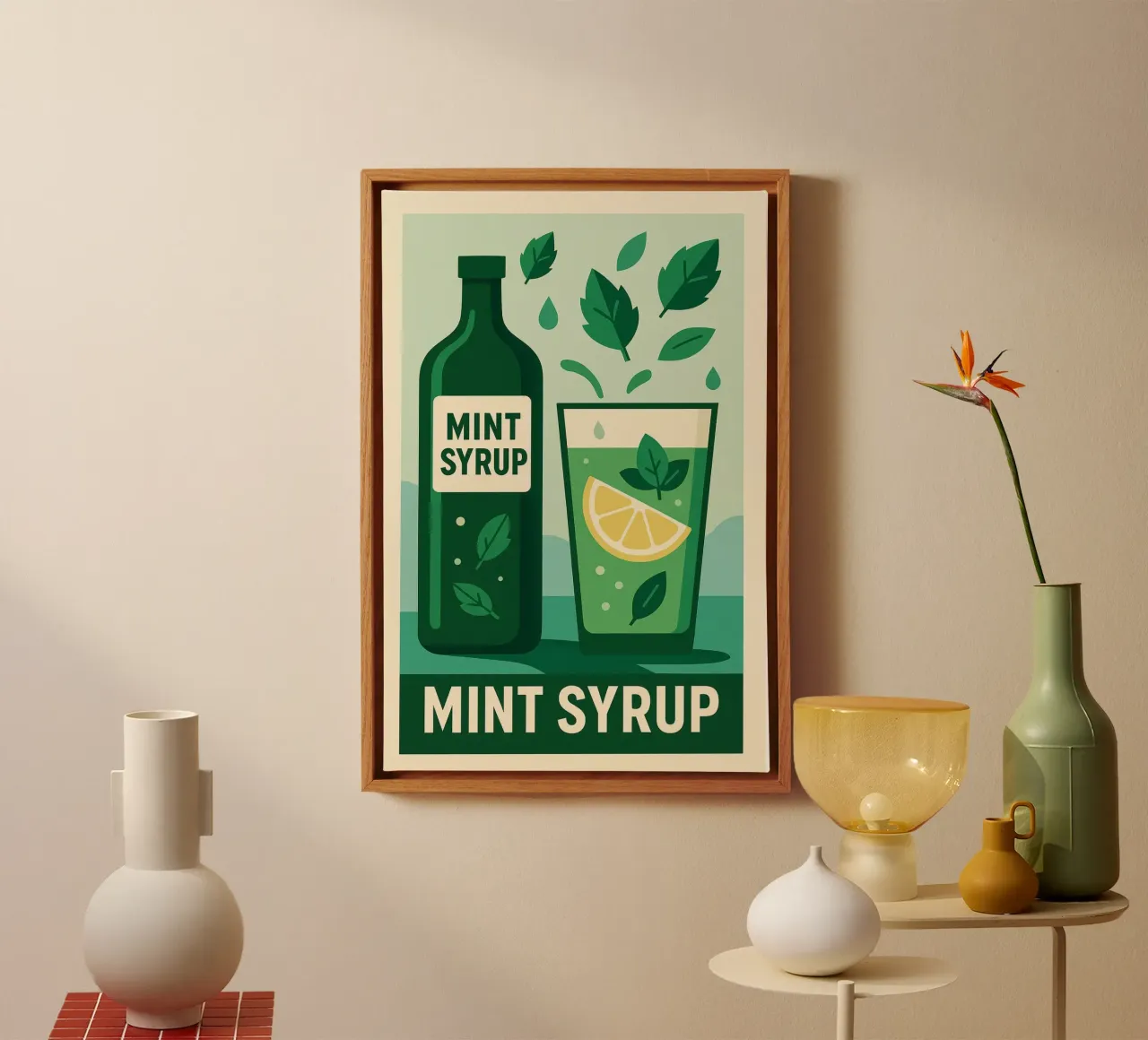 Pepermuntsiroop Alpine Fresh - Affiche Vintage canvas met Baklijst van Boissons - Affiches & posters - Retro