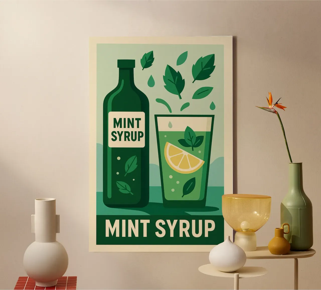 Pepermuntsiroop Alpine Fresh - Affiche Vintage canvas met Baklijst van Boissons - Affiches & posters - Retro