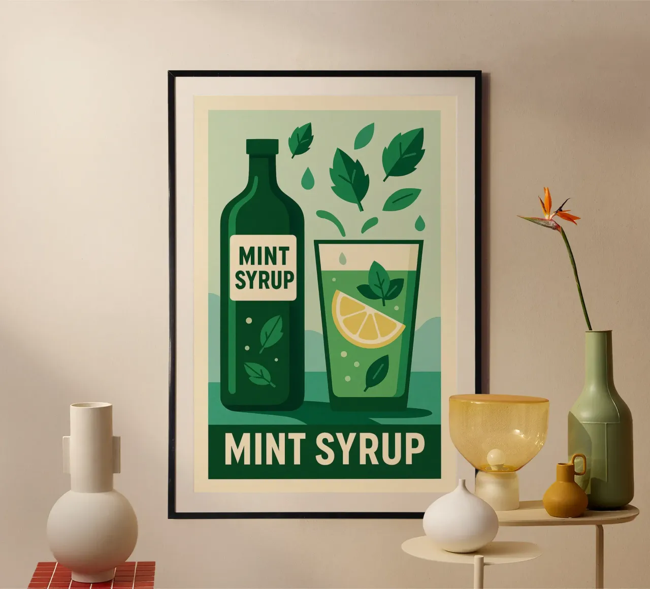 Sciroppo di menta Alpine Fresh - Affiche Vintage poster con telaio in legno da Boissons - Affiches & posters - Retro