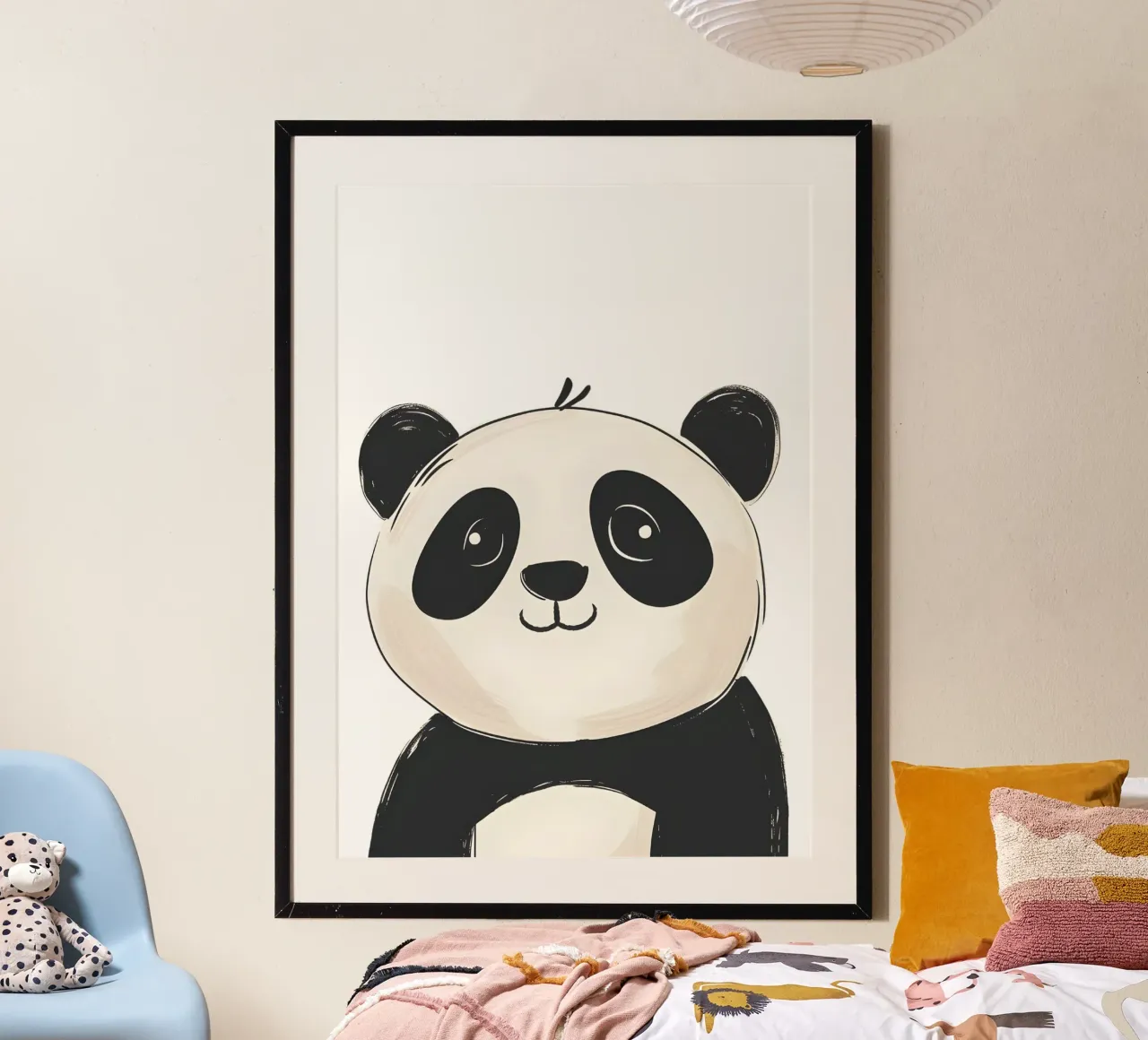 Illustrazione di un simpatico orso panda - Arte moderna e minimalista per la stanza dei bambini carta hahnemühle da ClubArt