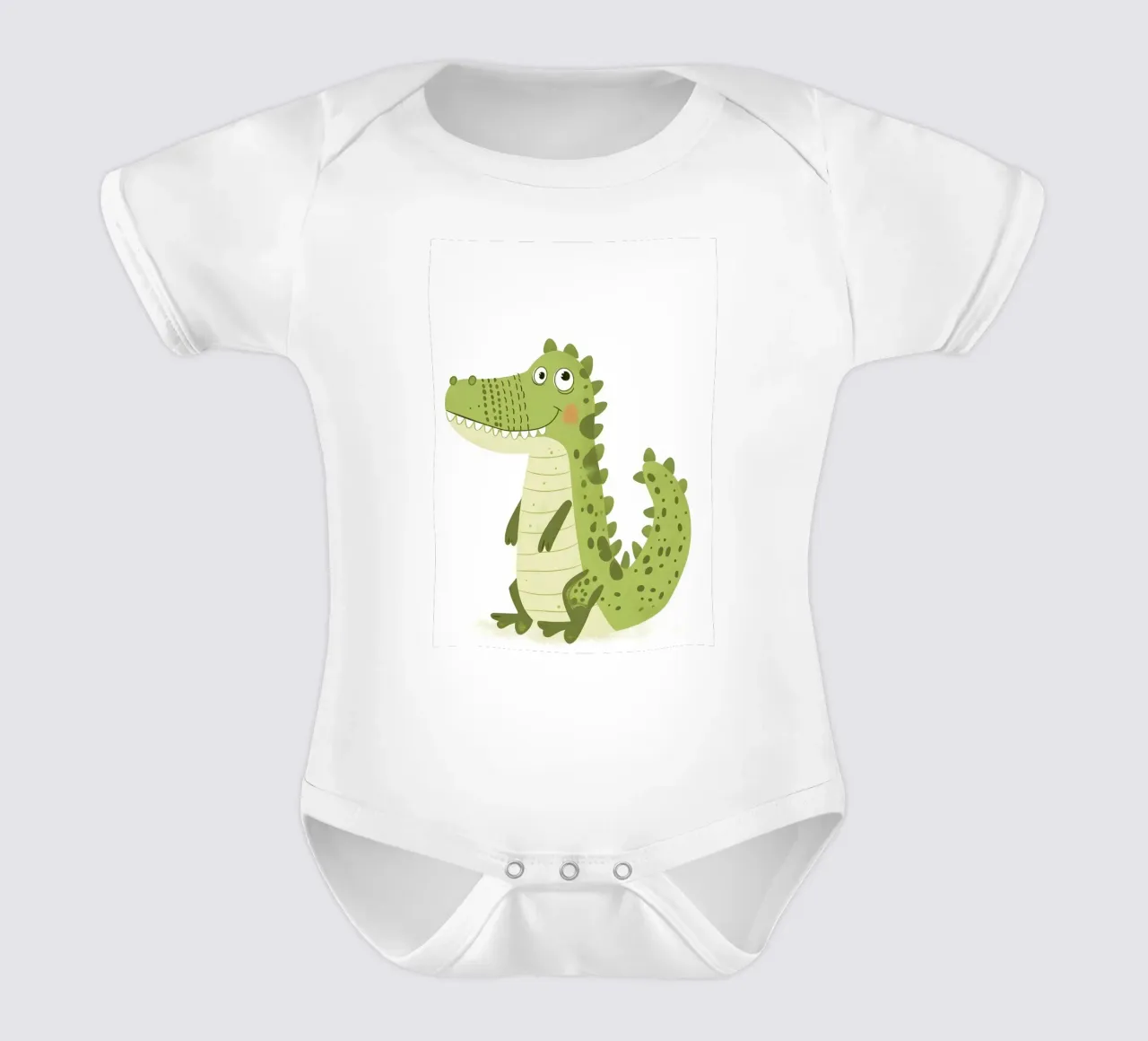 Niedlicher Cartoon Alligator Kunstdruck - Verspielte Kinderdekoration Kurzarm Babybody von ClubArt
