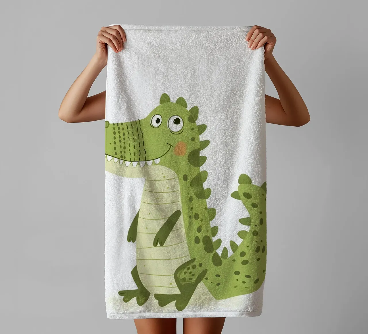 Cute Cartoon Alligator Art Print - Playful Kids Decor towel by ClubArt