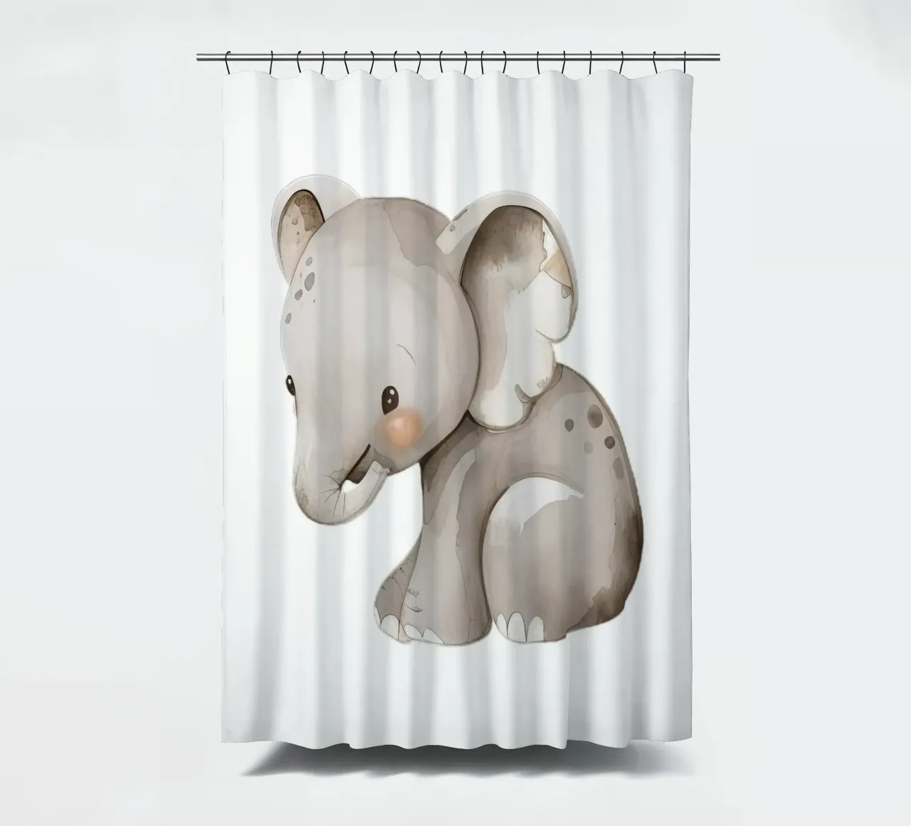 Acquerello con elefante carino - Cameretta Safari e cameretta dei bambini tenda da doccia da ClubArt