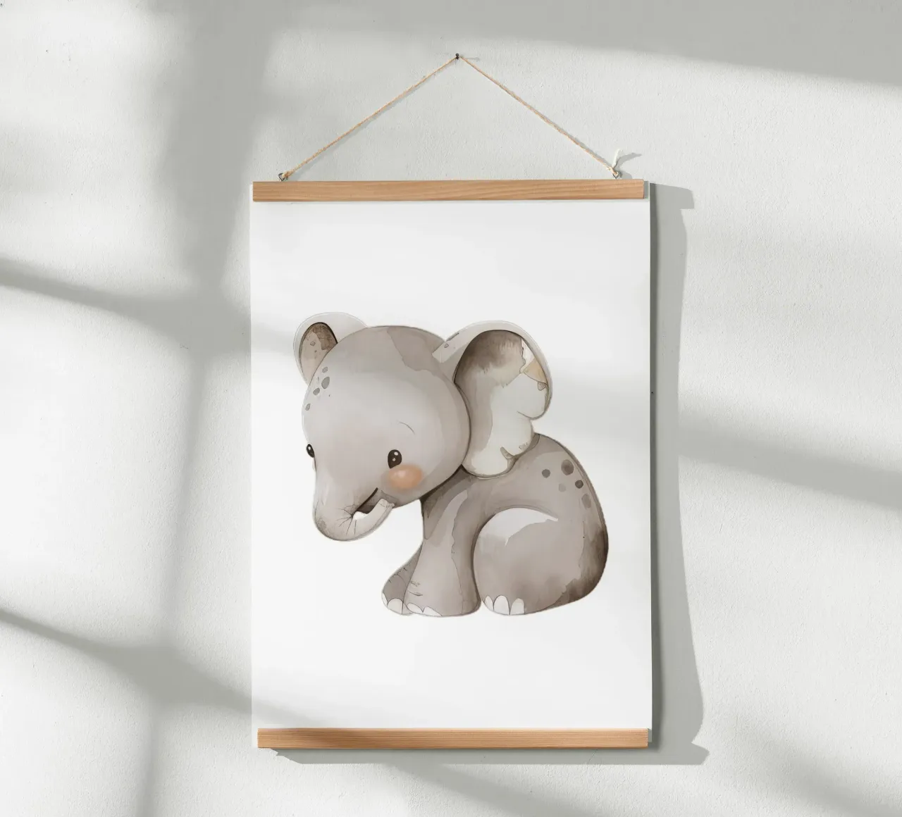 Acquerello con elefante carino - Cameretta Safari e cameretta dei bambini carta hahnemühle da ClubArt