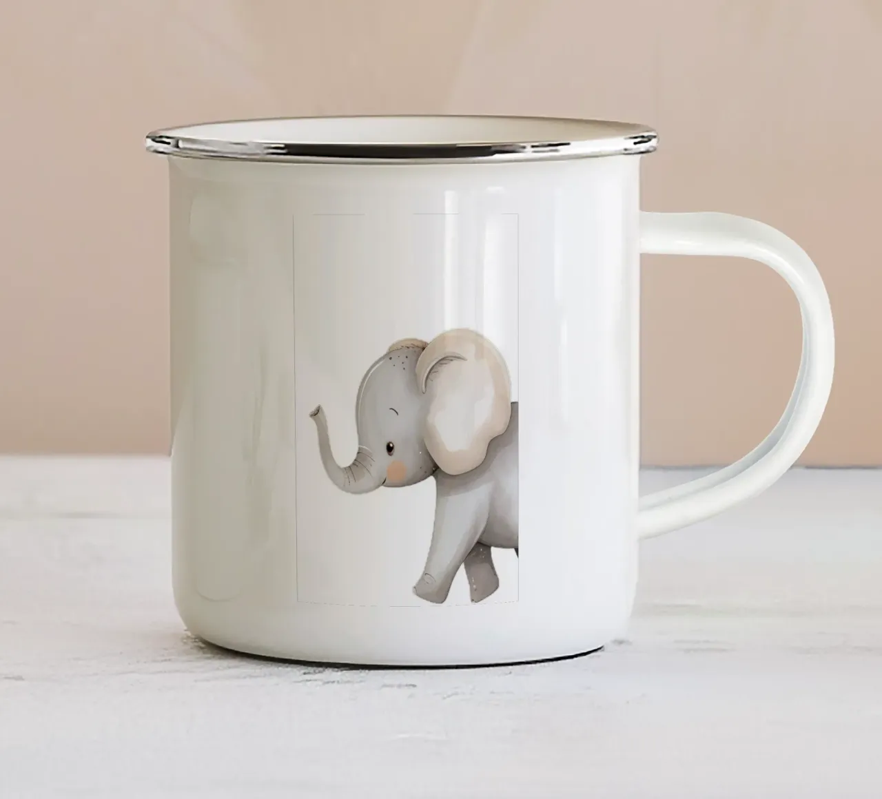Acquerello di elefante che cammina - Decorazione per vivaio safari tazza in smalto da ClubArt