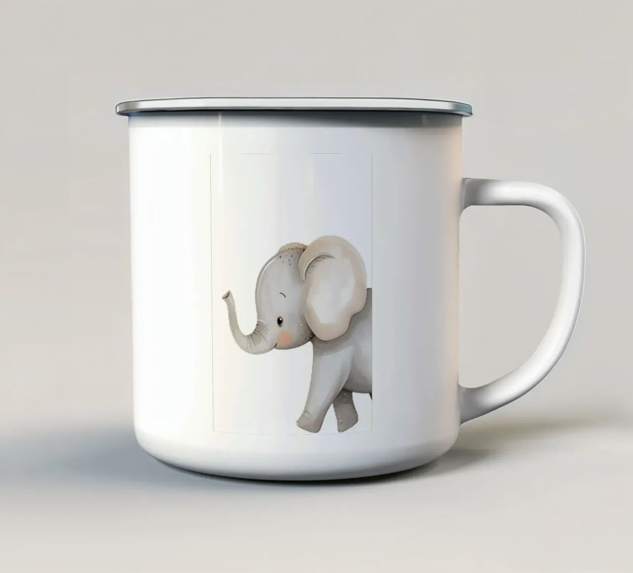 Acquerello di elefante che cammina - Decorazione per vivaio safari tazza in smalto da ClubArt