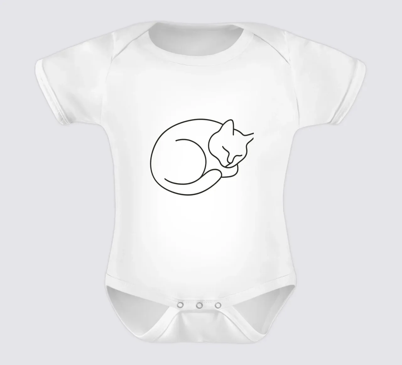 gatto che dorme pacificamente raggomitolato in una posizione confortevole body neonato maniche corte da DesignDoodle